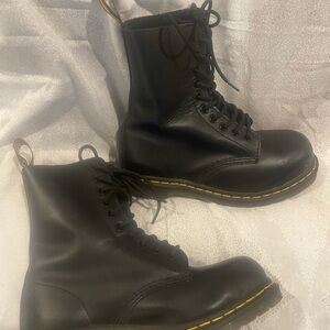 Boots Black Leather Combat Boots